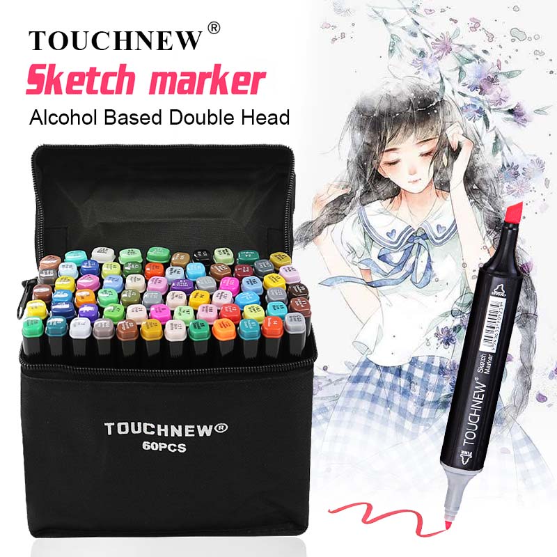 TOUCHNEW 6-80 Colors Soft Brush Markers Pen Dual tips Alcohol Based M –  AOOKMIYA
