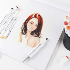 TOUCHNEW T6 24 Color Skin Tone Marker Set Dual Tip Alcohol Based for Portrait Illustration Drawing Coloring