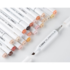 TOUCHNEW T6 24 Color Skin Tone Marker Set Dual Tip Alcohol Based for Portrait Illustration Drawing Coloring