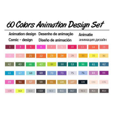 TOUCHNEW T6 Markers 60 Color Animation Design Set for Adult Art Drawing Sketching with Carry Bag