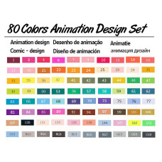 TOUCHNEW T6 Markers 80 Color Animation Design Set for Adult Art Drawing Sketching with Carry Bag