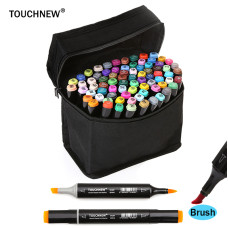 TOUCHNEW Soft Brush Markers 60 Color Standard Set Dual Tips Alcohol Based