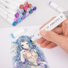 TOUCHNEW T6 Markers 40 Color Animation Design Set for Adult Art Drawing Sketching with Carry Bag